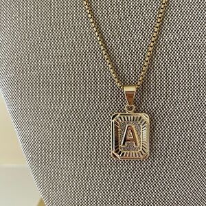 Letter A Pendant Necklace Gold Plated